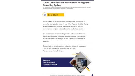 Cover Letter For Business Proposal To Upgrade Operating System One Pager Sample Example Document Cover Letter For Business Proposal To Upgrade Operating System One Pager Sample Example Document