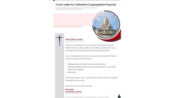 Cover Letter For Cathedral Congregation Proposal One Pager Sample Example Document