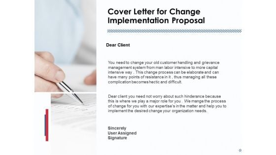 Cover Letter For Change Implementation Proposal Ppt PowerPoint Presentation Icon Guidelines