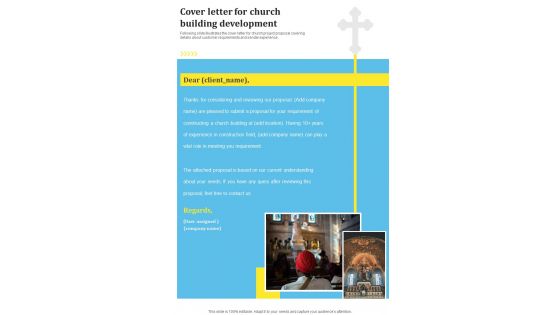 Cover Letter For Church Building Development One Pager Sample Example Document