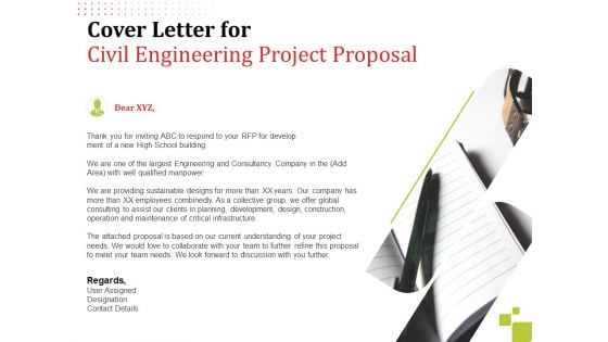 Cover Letter For Civil Engineering Project Proposal Ppt Inspiration Brochure PDF