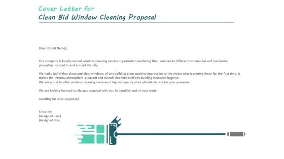 Cover Letter For Clean Bid Window Cleaning Proposal Ppt Summary Information PDF