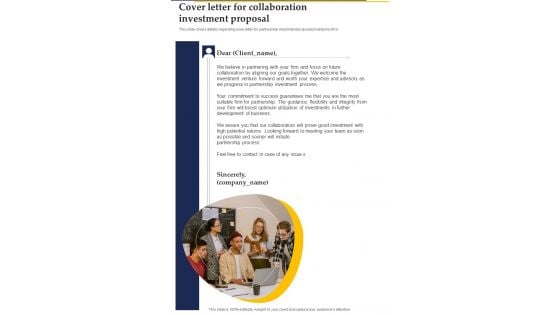 Cover Letter For Collaboration Investment Proposal One Pager Sample Example Document Cover Letter For Collaboration Investment Proposal One Pager Sample Example Document