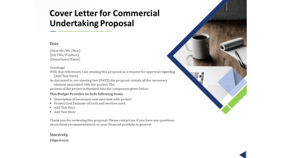 Cover Letter For Commercial Undertaking Proposal Ppt Infographic Template Inspiration PDF