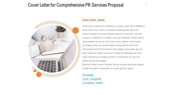 Cover Letter For Comprehensive PR Services Proposal Ppt PowerPoint Presentation Portfolio Inspiration