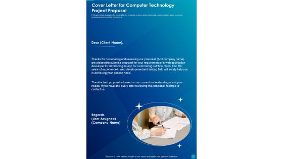 Cover Letter For Computer Technology Project Proposal One Pager Sample Example Document