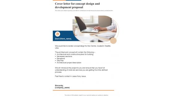 Cover Letter For Concept Design And Development Proposal One Pager Sample Example Document