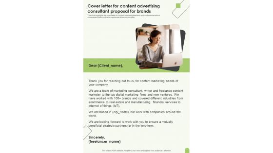 Cover Letter For Content Advertising Consultant Proposal For Brands One Pager Sample Example Document Cover Letter For Content Advertising Consultant Proposal For Brands One Pager Sample Example Document