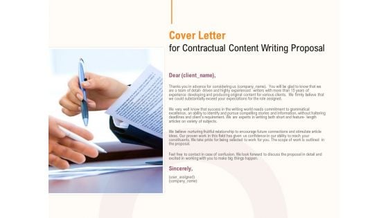 Cover Letter For Contractual Content Writing Proposal Ppt PowerPoint Presentation File Files PDF