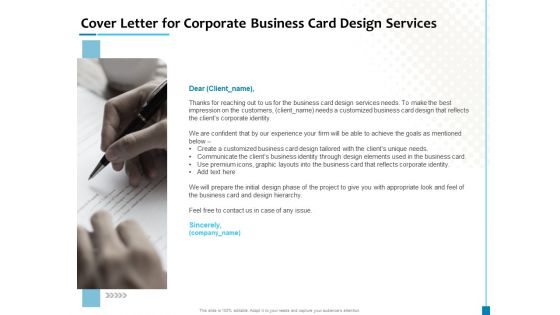 Cover Letter For Corporate Business Card Design Services Brochure PDF