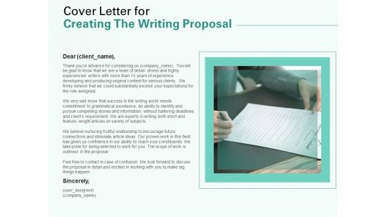 Cover Letter For Creating The Writing Proposal Ppt Ideas Backgrounds PDF