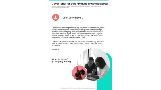 Cover Letter For Data Analysis Project Proposal One Pager Sample Example Document