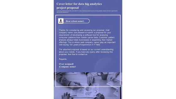 Cover Letter For Data Big Analytics Project Proposal One Pager Sample Example Document