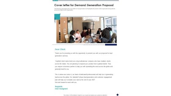 Cover Letter For Demand Generation Proposal One Pager Sample Example Document Cover Letter For Demand Generation Proposal One Pager Sample Example Document