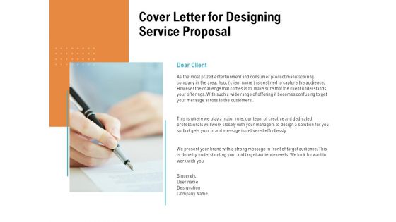 Cover Letter For Designing Service Proposal Ppt PowerPoint Presentation Slides Deck