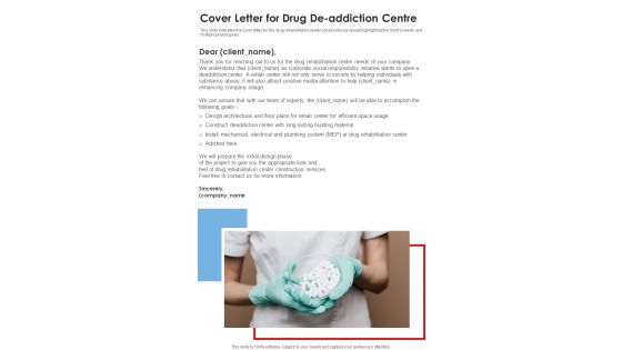 Cover Letter For Drug De Addiction Centre One Pager Sample Example Document Cover Letter For Drug De Addiction Centre One Pager Sample Example Document