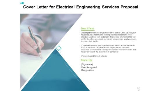 Cover Letter For Electrical Engineering Services Proposal Ppt Layouts Aids PDF