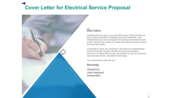 Cover Letter For Electrical Service Proposal Ppt PowerPoint Presentation Outline Graphics Design