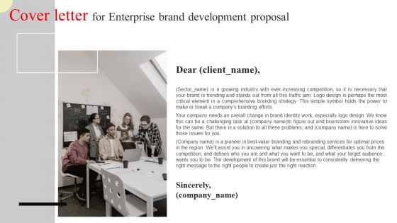 Cover Letter For Enterprise Brand Development Proposal Themes PDF