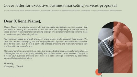 Cover Letter For Executive Business Marketing Services Proporsal Background PDF