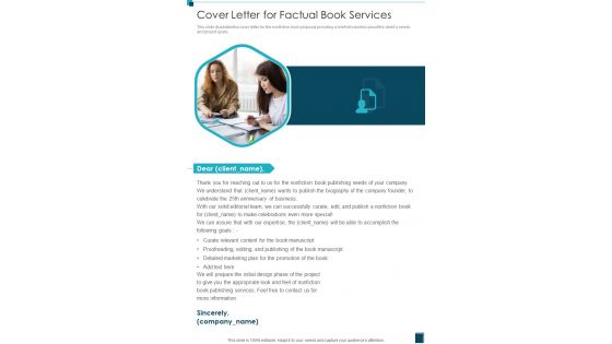 Cover Letter For Factual Book Services One Pager Sample Example Document