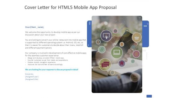 Cover Letter For HTML5 Mobile App Proposal Ppt PowerPoint Presentation Gallery Graphics PDF