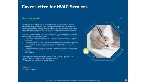 Cover Letter For HVAC Services Ppt PowerPoint Presentation Summary Themes PDF