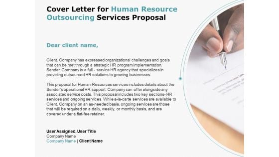 Cover Letter For Human Resource Outsourcing Services Proposal Icons PDF