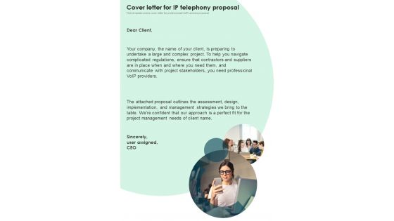 Cover Letter For IP Telephony Proposal One Pager Sample Example Document