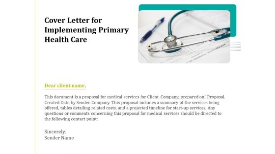 Cover Letter For Implementing Primary Health Care Ppt Icon Example Introduction PDF