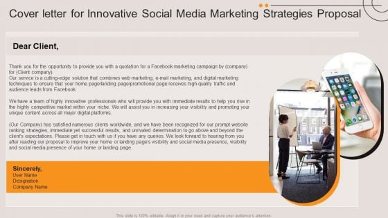 Cover Letter For Innovative Social Media Marketing Strategies Proposal Infographics PDF