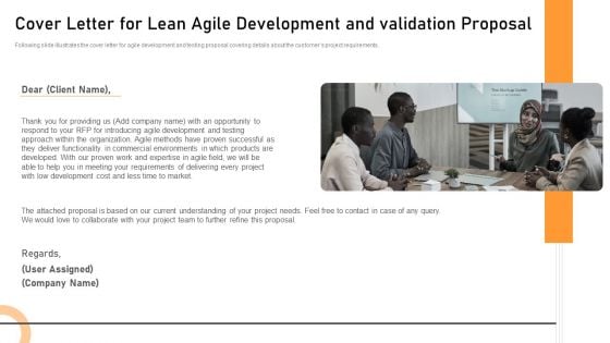 Cover Letter For Lean Agile Development And Validation Proposal Introduction PDF