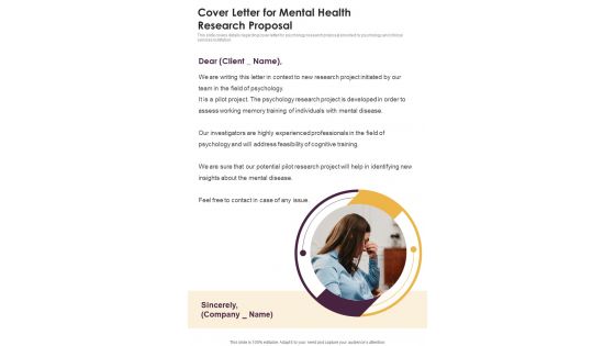 Cover Letter For Mental Health Research Proposal One Pager Sample Example Document