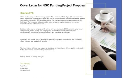 Cover Letter For NGO Funding Project Proposal Ppt PowerPoint Presentation Styles Grid