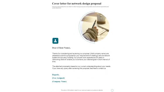 Cover Letter For Network Design Proposal One Pager Sample Example Document