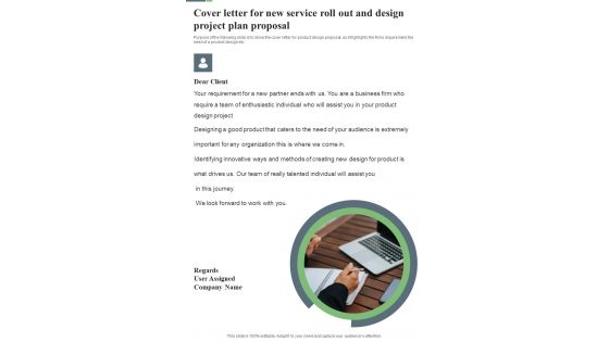 Cover Letter For New Service Roll Out And Design Project Plan Proposal One Pager Sample Example Document Cover Letter For New Service Roll Out And Design Project Plan Proposal One Pager Sample Example Document