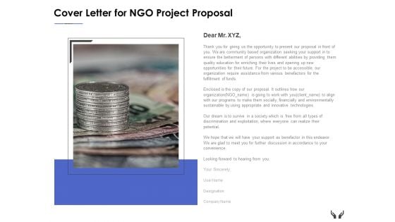 Cover Letter For Ngo Project Proposal Ppt Powerpoint Presentation Summary Influencers