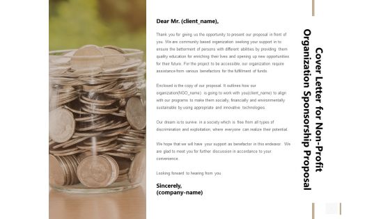 Cover Letter For Non Profit Organization Sponsorship Proposal Mockup PDF