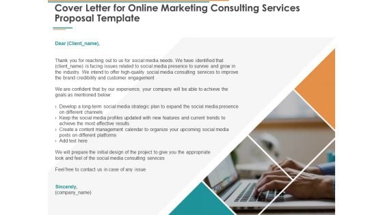 Cover Letter For Online Marketing Consulting Services Proposal Template Ppt Icon Graphics Example PDF