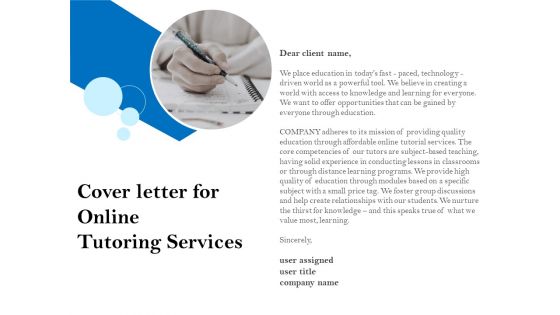 Cover Letter For Online Tutoring Services Ppt PowerPoint Presentation Show Graphics Pictures PDF