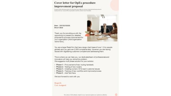 Cover Letter For Opex Procedure Improvement Proposal One Pager Sample Example Document Cover Letter For Opex Procedure Improvement Proposal One Pager Sample Example Document