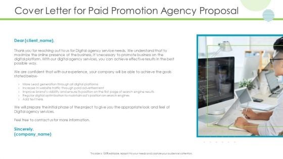 Cover Letter For Paid Promotion Agency Proposal Download PDF