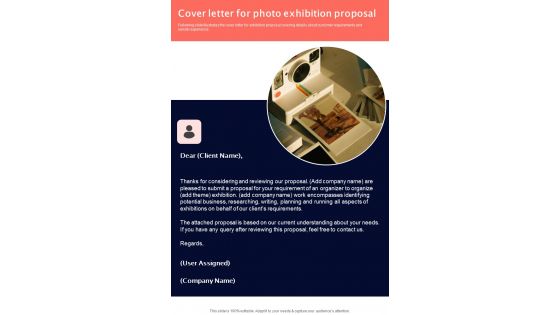 Cover Letter For Photo Exhibition Proposal One Pager Sample Example Document Cover Letter For Photo Exhibition Proposal One Pager Sample Example Document