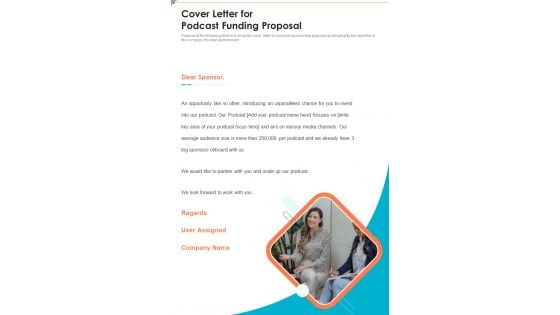 Cover Letter For Podcast Funding Proposal One Pager Sample Example Document