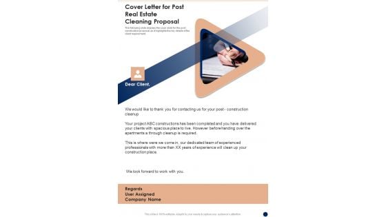 Cover Letter For Post Real Estate Cleaning Proposal One Pager Sample Example Document Cover Letter For Post Real Estate Cleaning Proposal One Pager Sample Example Document