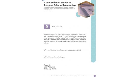 Cover Letter For Private On Demand Telecast Sponsorship One Pager Sample Example Document Cover Letter For Private On Demand Telecast Sponsorship One Pager Sample Example Document