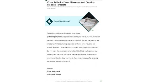 Cover Letter For Project Development Planning Proposal Template One Pager Sample Example Document Cover Letter For Project Development Planning Proposal Template One Pager Sample Example Document
