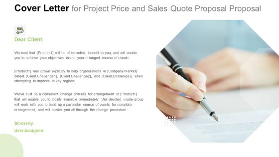 Cover Letter For Project Price And Sales Quote Proposal Brochure PDF