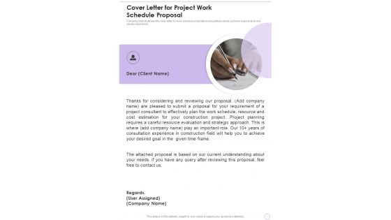 Cover Letter For Project Work Schedule Proposal One Pager Sample Example Document Cover Letter For Project Work Schedule Proposal One Pager Sample Example Document