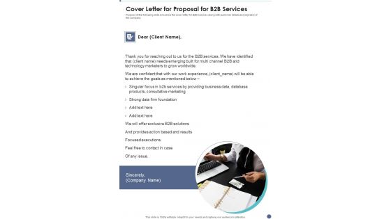 Cover Letter For Proposal For B2B Services One Pager Sample Example Document